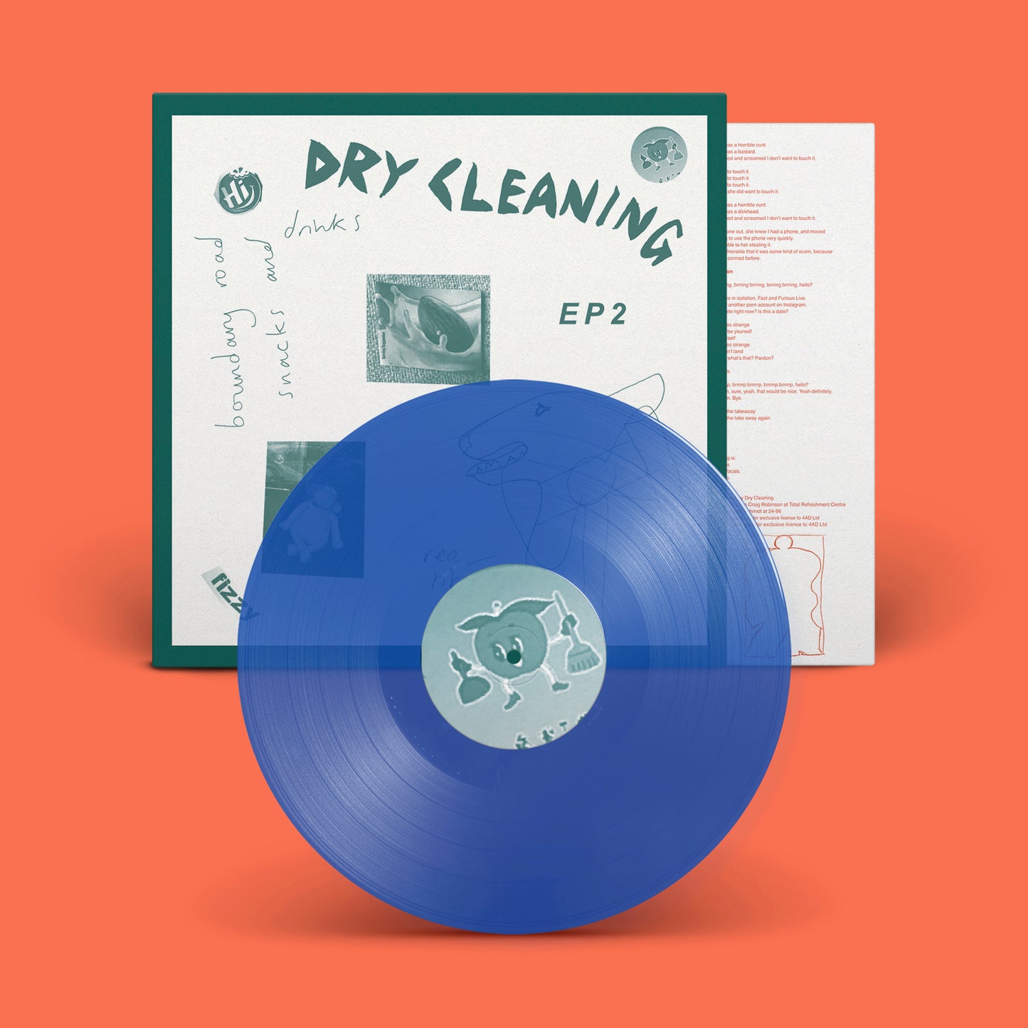 Blue vinyl record and album cover for Dry Cleaning’s “Sweet Princess.”