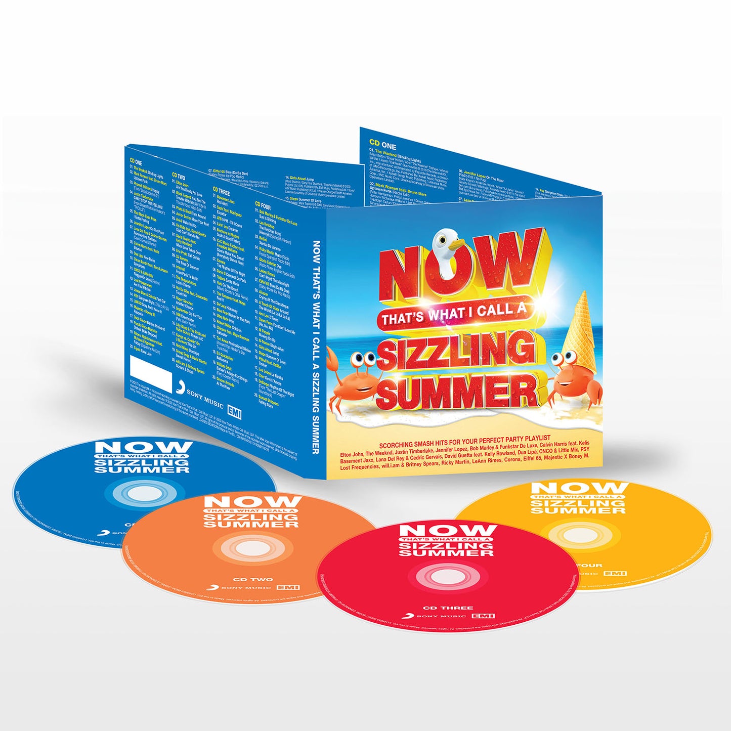 "CD compilation box set with four discs and cartoon ice cream characters on cover."