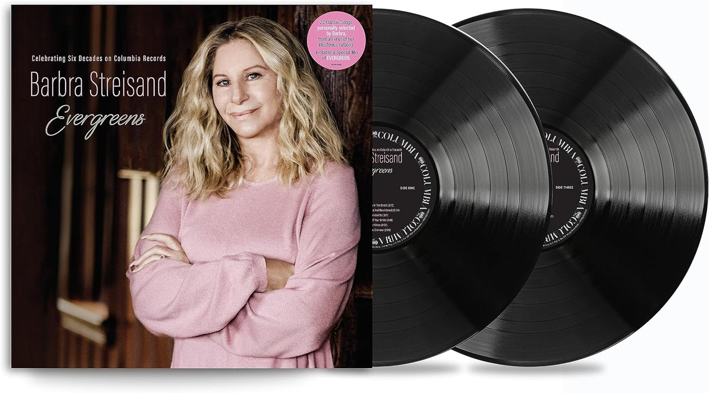 Barbra Streisand "Evergreens" vinyl record with portrait cover art.