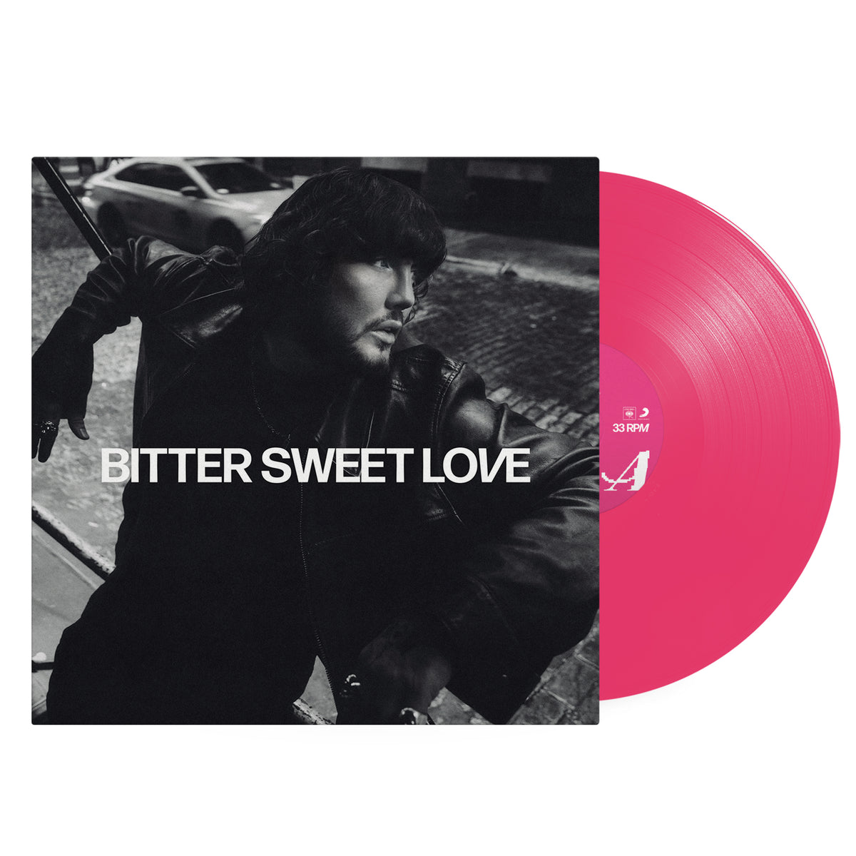 Pink vinyl record with James Arthur’s portrait and album title.