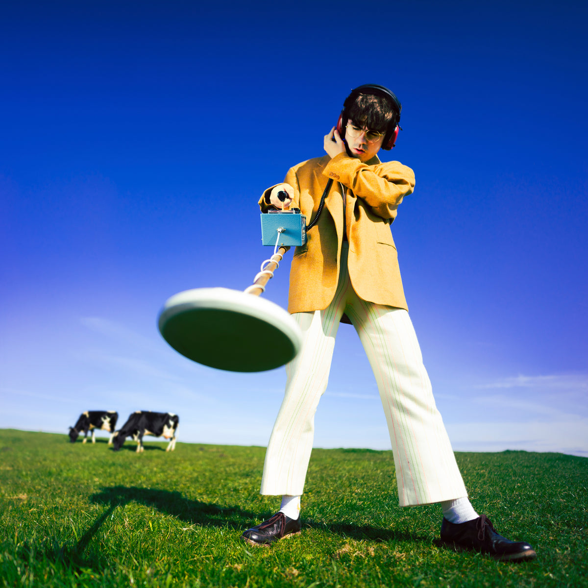 Declan McKenna album cover: man with metal detector in a field.