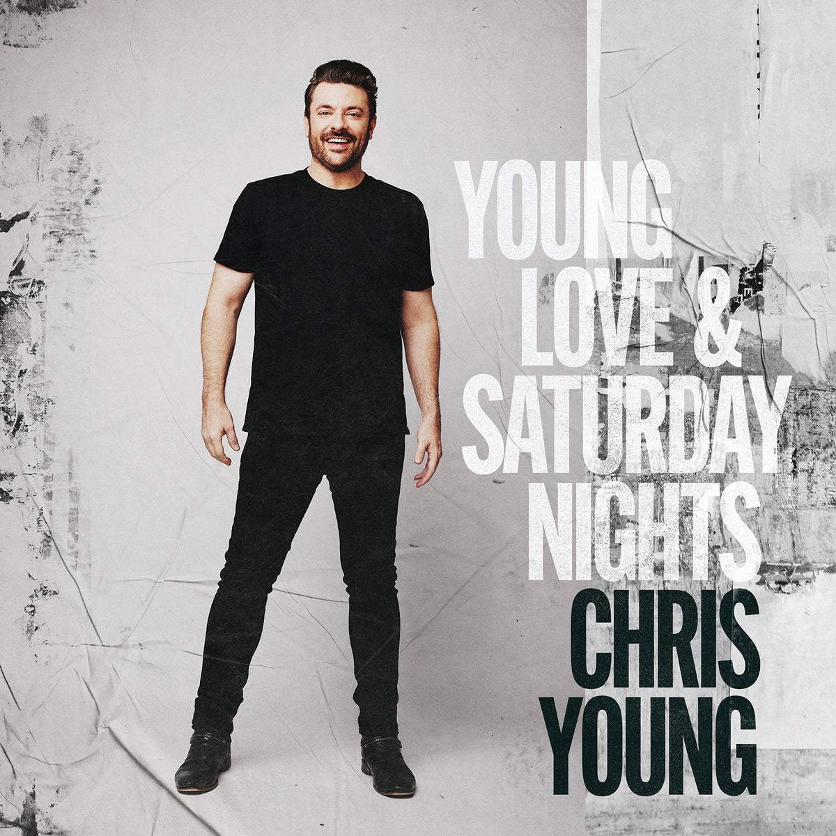 Chris Young album cover with artist portrait and textured background.