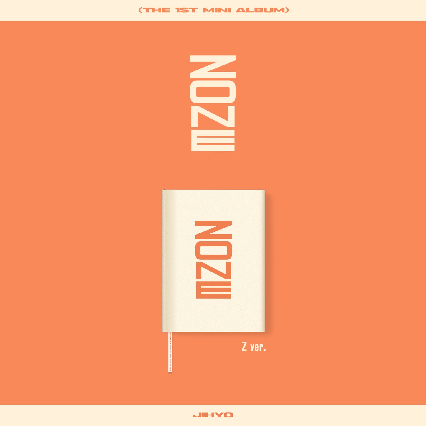 CD case featuring Jihyo of TWICE, with a “Z” design element.
