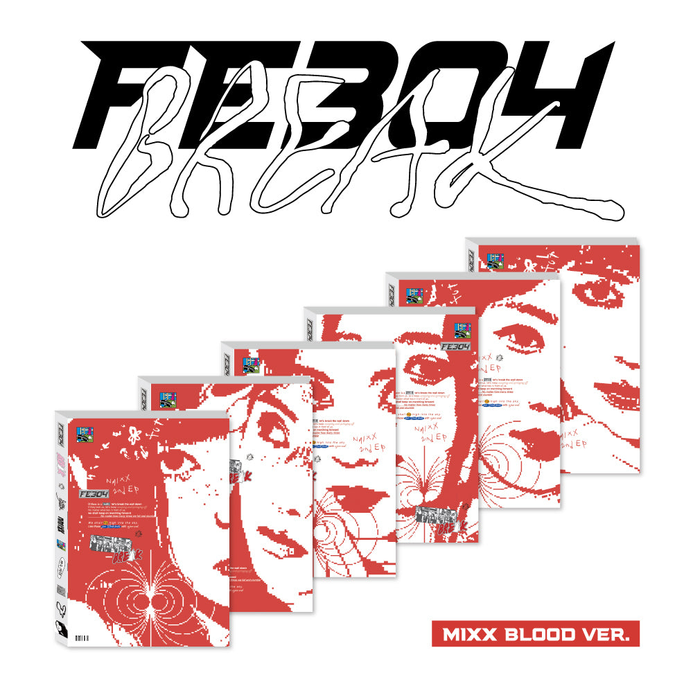 Nmixx Fe3o4: Break CD album cover with red and white glitch effect.