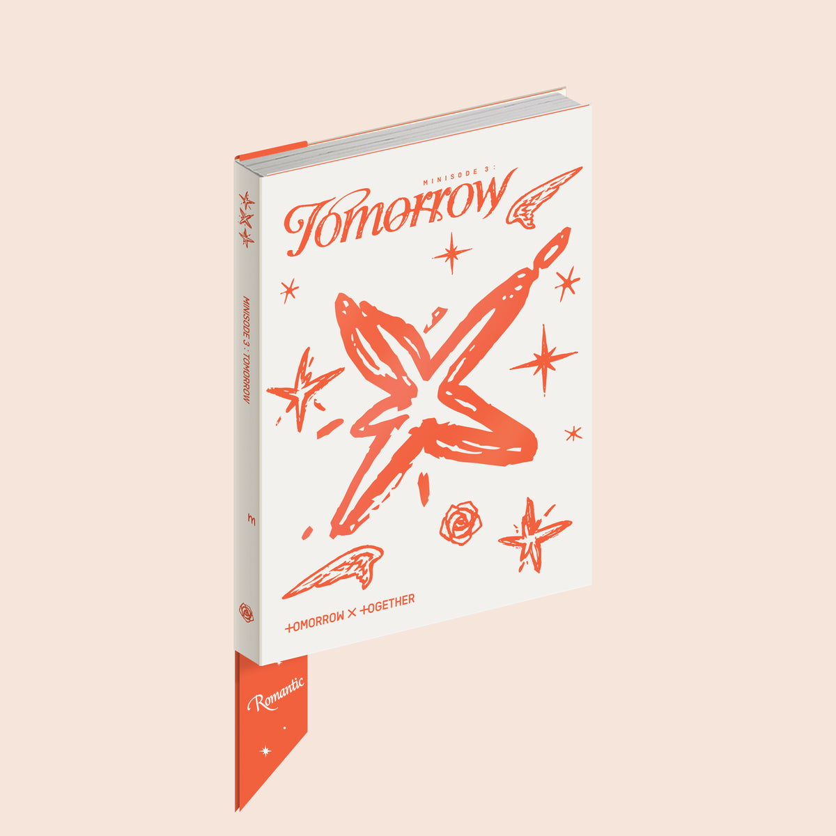 CD case for Tomorrow X Together’s “Minisode 3: Tomorrow” with red floral design.