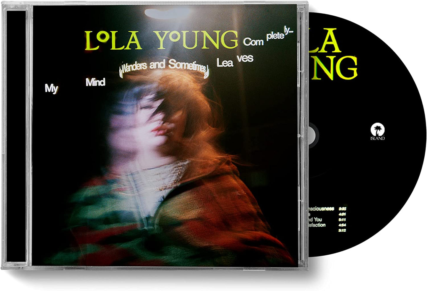 "Lola Young's CD case with a blurry image of a woman on the cover."