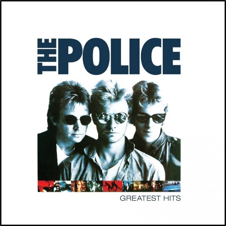 "The Police Greatest Hits" vinyl album cover featuring three men wearing sunglasses.