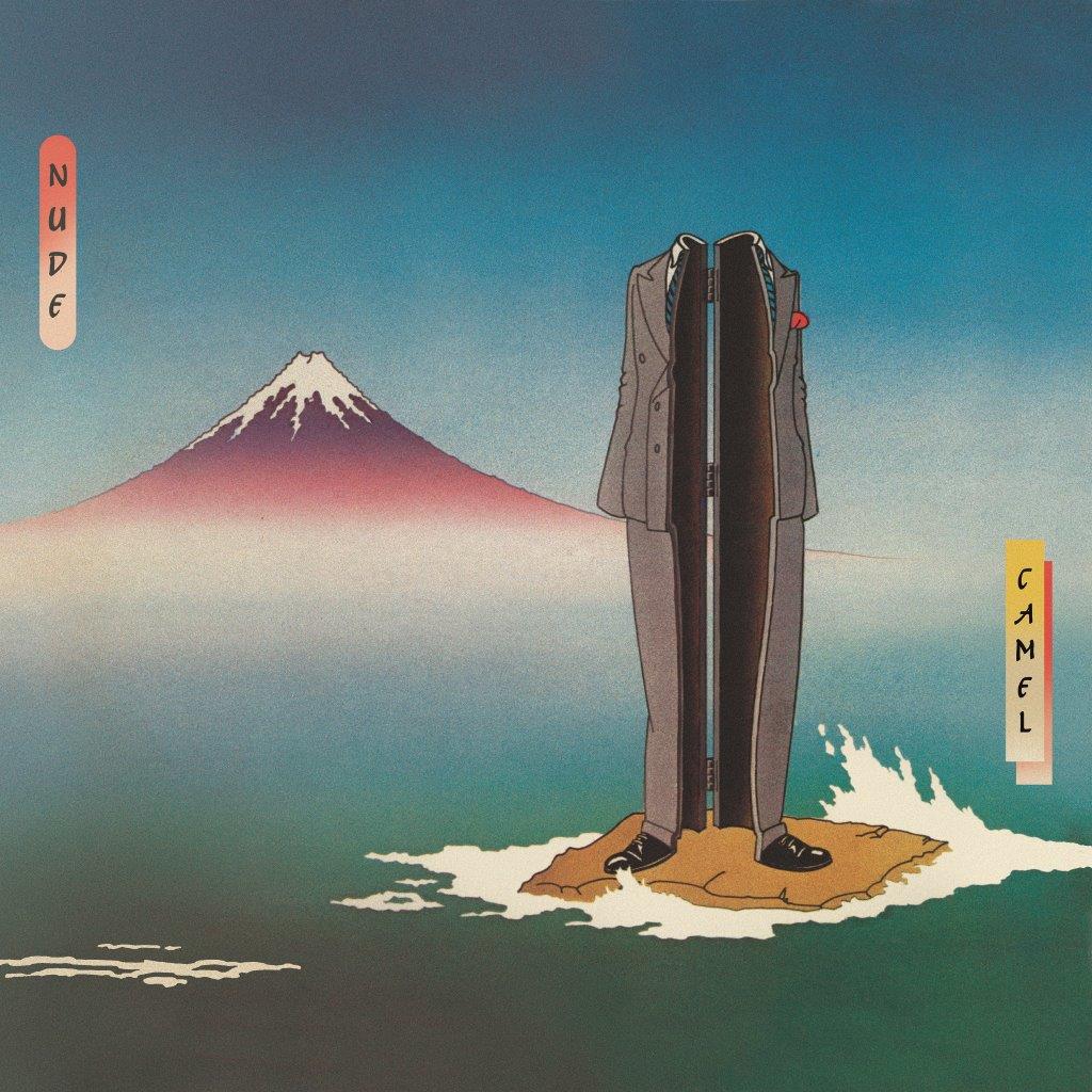 Album cover for Camel’s “Nude” featuring a man in a suit on an island.
