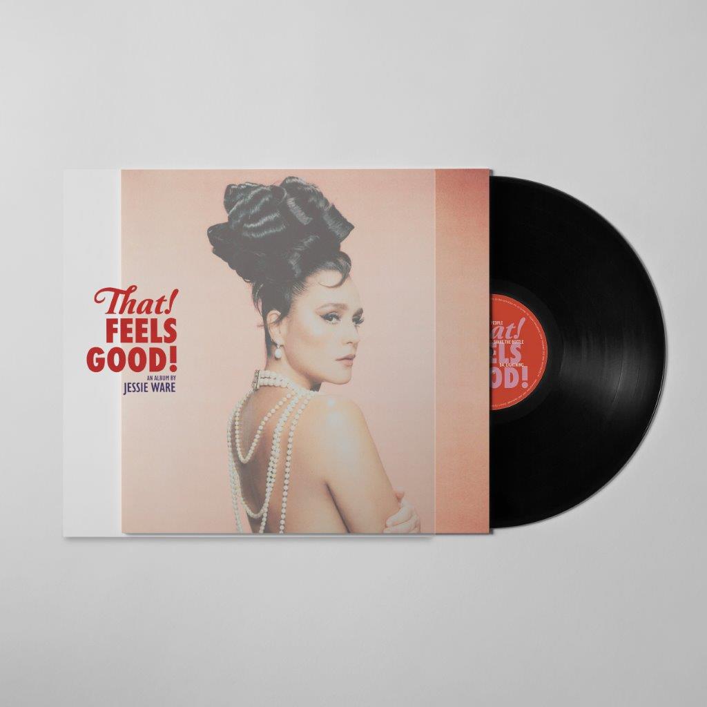 "Jessie Ware's 'That Feels Good' vinyl record with peach cover and black vinyl."