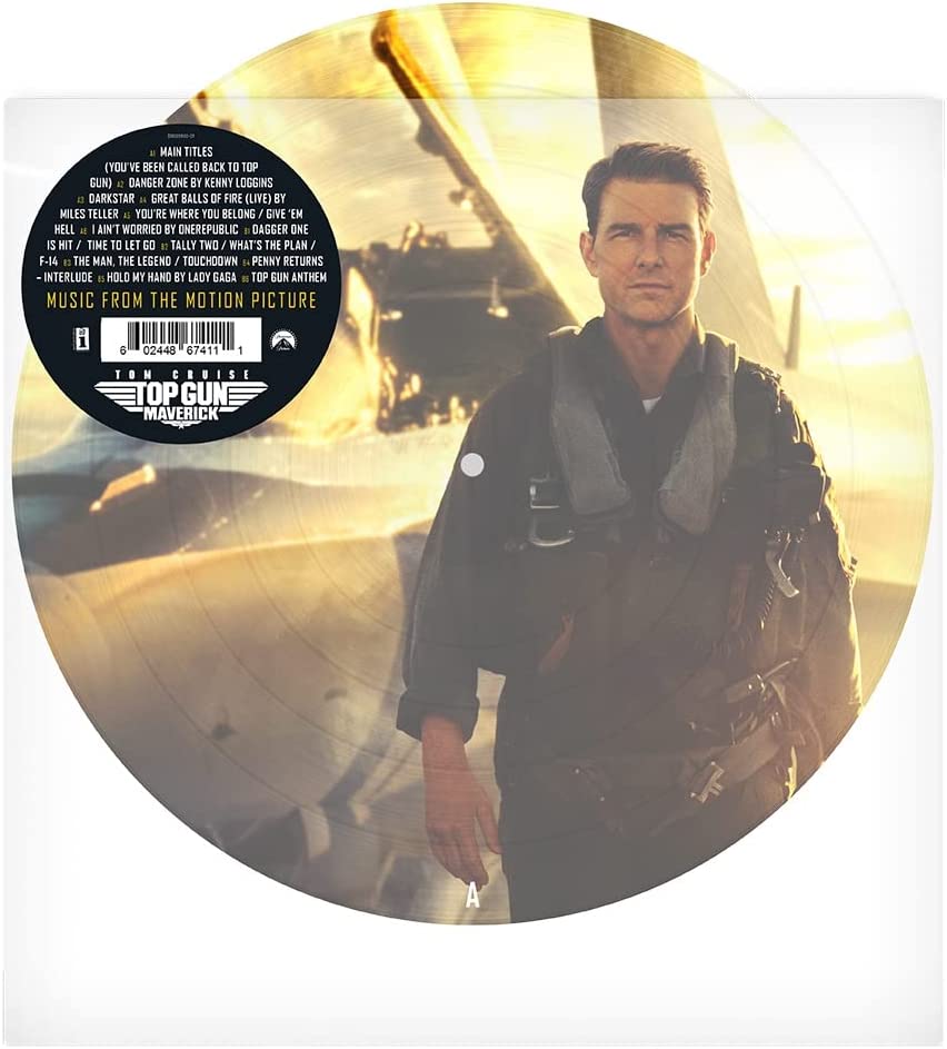 "Picture vinyl record with Tom Cruise as Maverick from Top Gun."