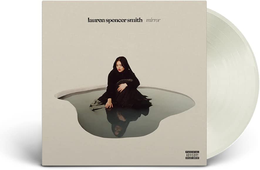 Lauren Spencer Smith Mirror vinyl record showing a woman sitting by a reflective pool.