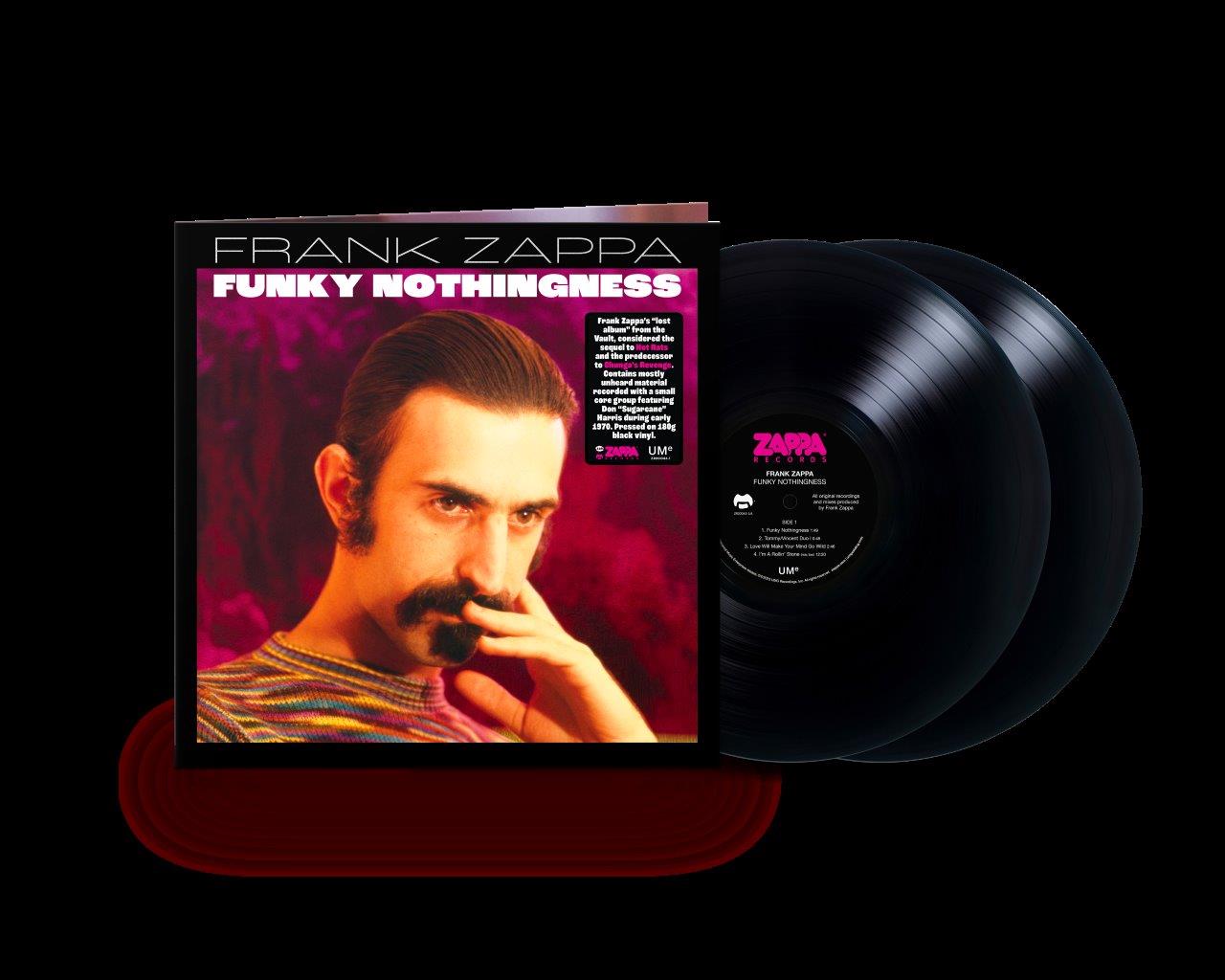 "Frank Zappa vinyl record album cover with two black vinyl records."
