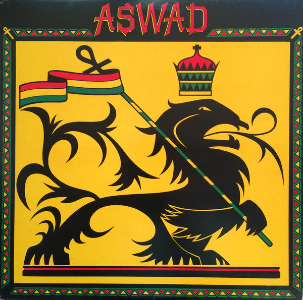 Yellow vinyl record cover with a black lion and Rastafarian symbols.