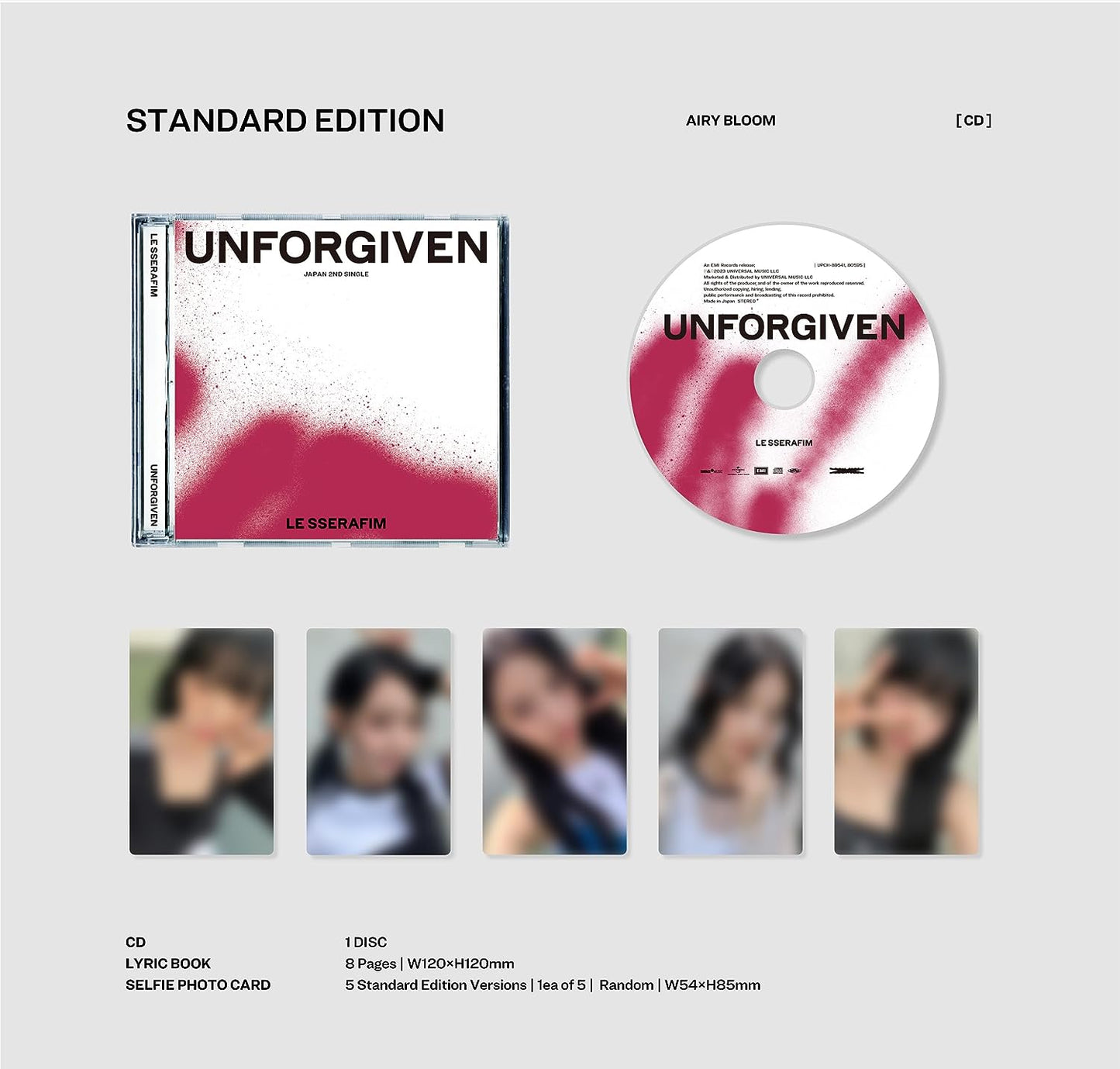 "CD case and disc with red and white design, accompanied by five blurred member photos."