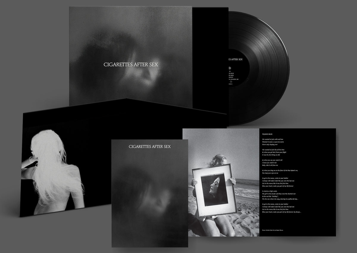 “Cigarettes After Sex” vinyl record with grayscale cover art of a couple.