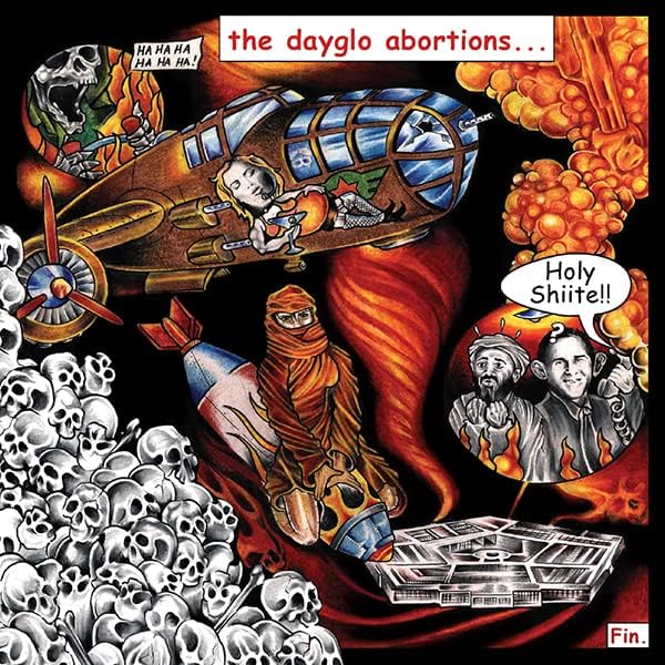 CD cover: illustrated bombing scene with skulls, flames, and figures.