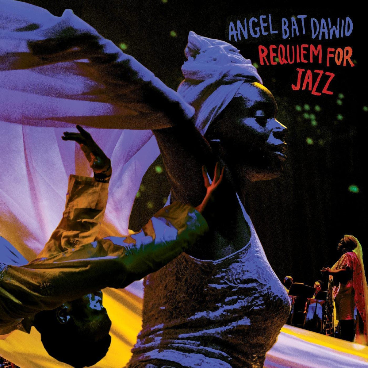 Album cover for Angel Bat Dawid’s “Requiem For Jazz” featuring a musician.