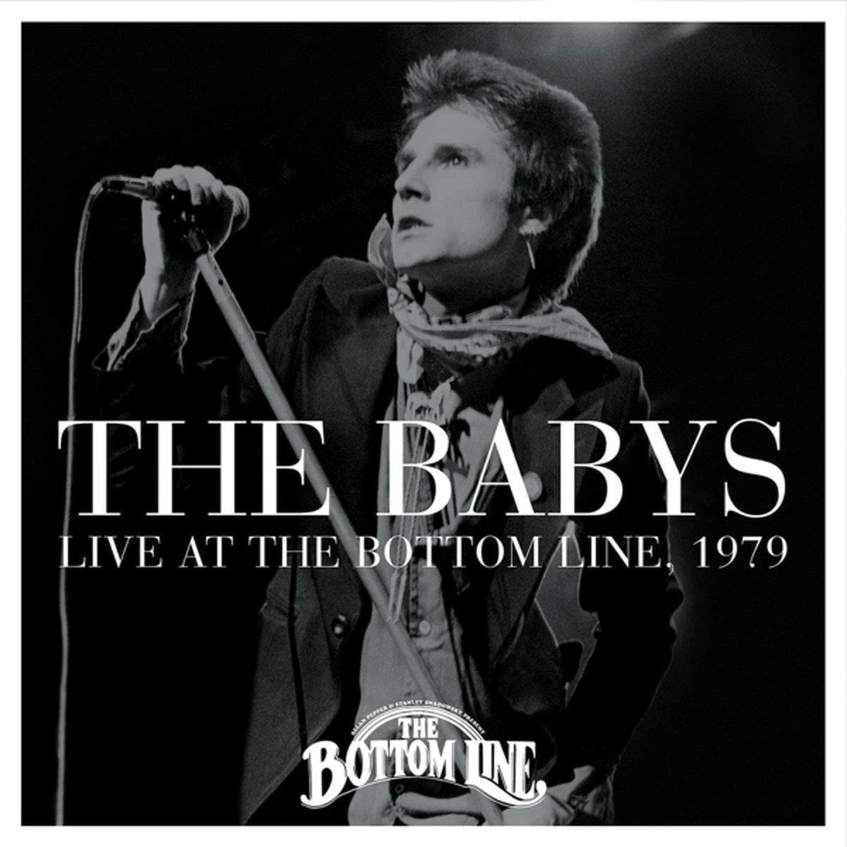 Black and white album cover of The Babys performing live in 1979.