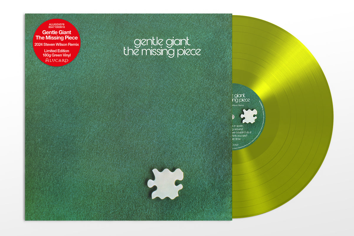 Green vinyl record with a puzzle piece image and white text label.