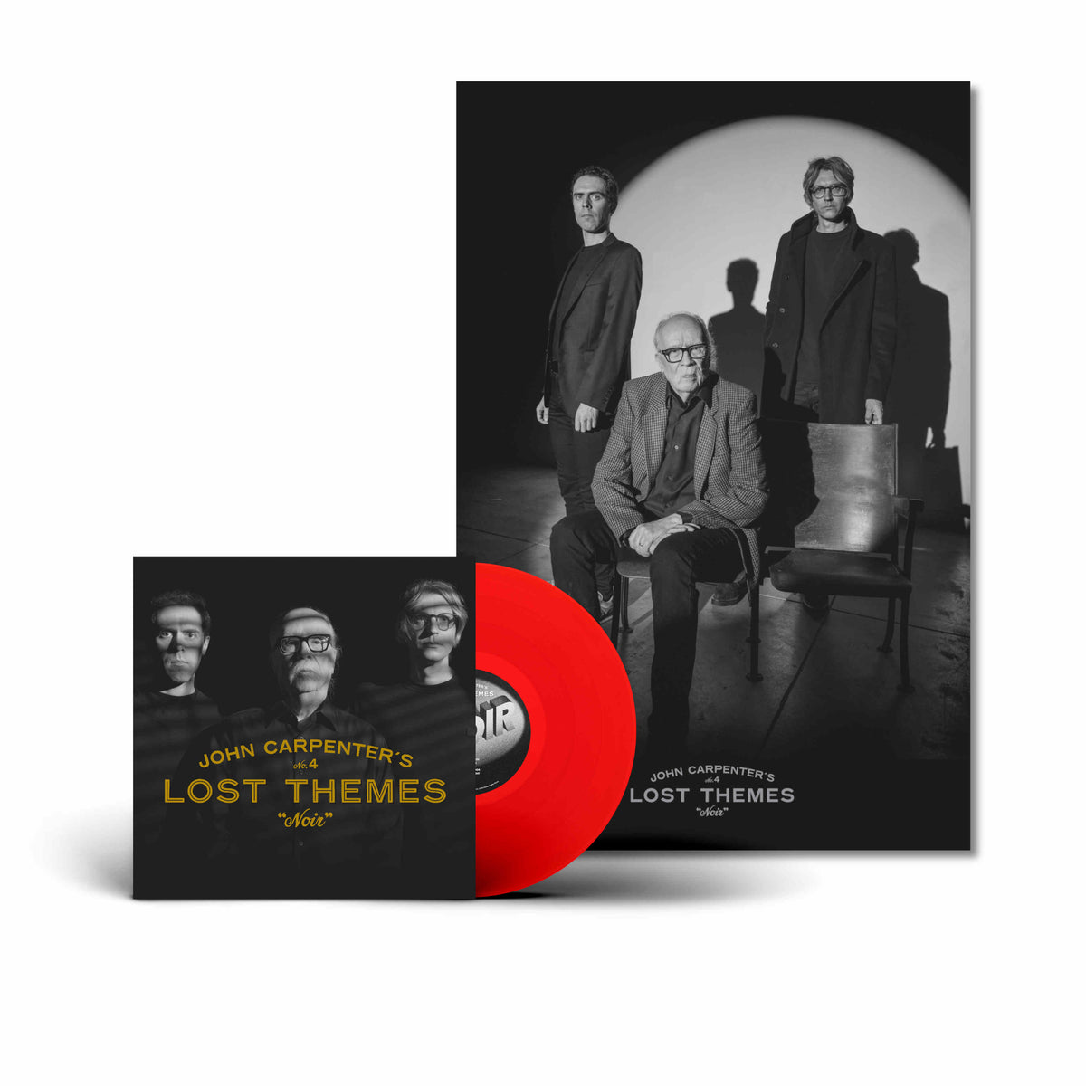 Red vinyl record and album cover featuring John Carpenter and Cody Carpenter.