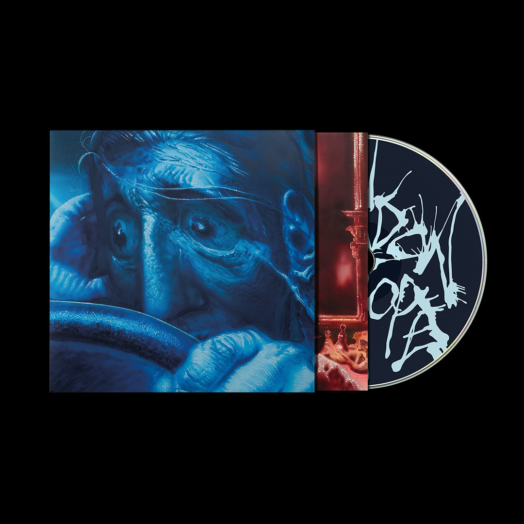 "CD case with blue-toned cover art and a disc featuring abstract white designs."