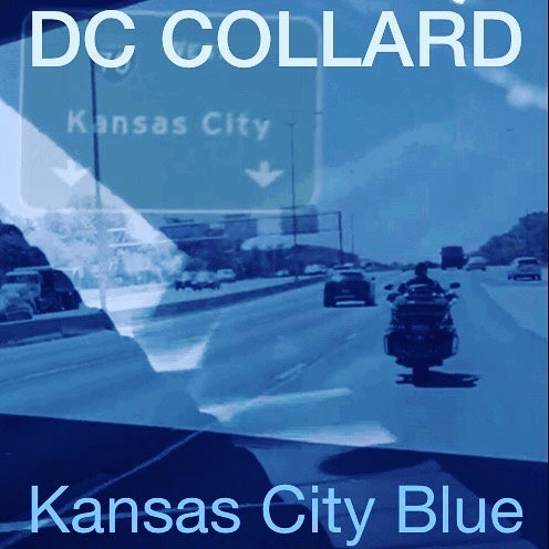 Blue vinyl record with sleeve, titled "DC Collard - Kansas City Blue", shown from multiple angles.