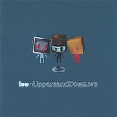 The image is a CD cover for "Leon - Uppers and Downers". Alt text: Cartoon figures with obscured faces on blue background with "leonUppersandDowners" text.