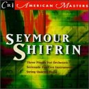 CD cover for Seymour Shifrin’s orchestral pieces, abstract colorful design.