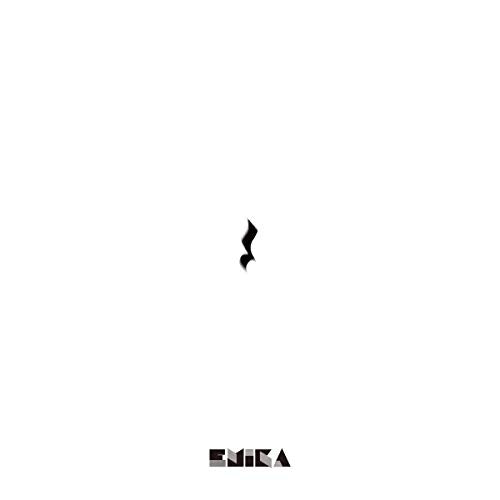 White background with abstract black shape and "Emika" text below.