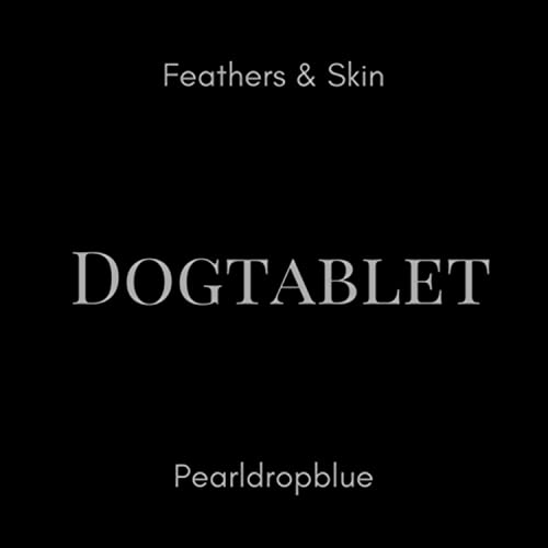 Black album cover with white text: "Dogtablet - Feathers & Skin/Pearldropblue".