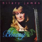 Album cover for "Bluesy" by Hilary James, featuring a woman holding a guitar.