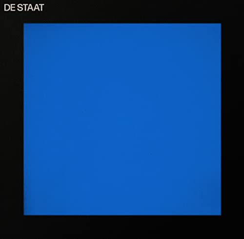 Blue vinyl record cover for “De Staat” with solid color design.