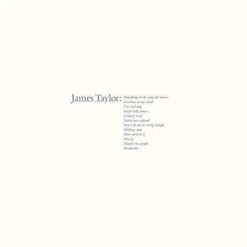 James Taylor’s Greatest Hits vinyl album cover with song list text.