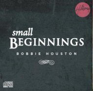 CD cover for "Small Beginnings" by Bobbie Houston, with dark green background and white text.