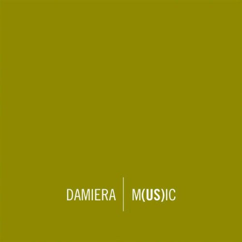 Olive green CD cover with white text: "Damiera - M(US)ic".