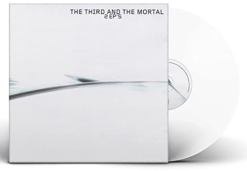 White vinyl record and sleeve with abstract blue and white design.