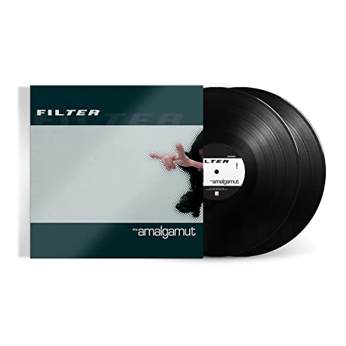 Vinyl record and cover with dark green accents and a person's hand.