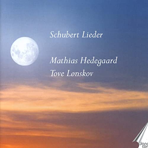 CD cover with a full moon and text: "Schubert Lieder," "Hedegaard," "Lonskov.