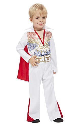 Smiffys 50933T1 Officially Licensed Elvis Toddler Costume, Boys, White, Age 1-2 Years