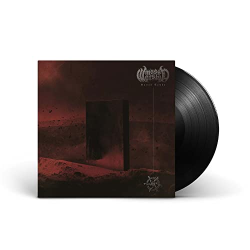 Vinyl record with cover art depicting a dark portal in a red landscape.