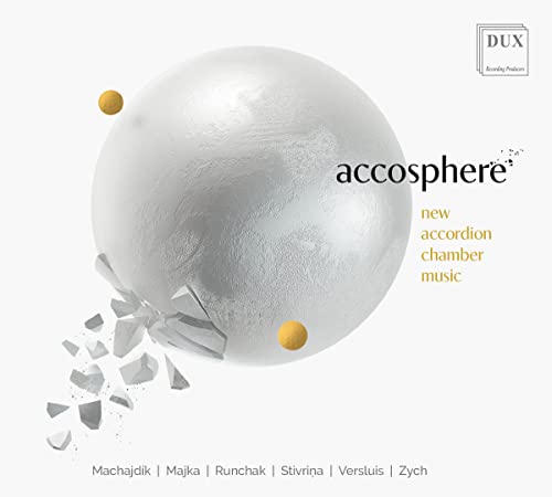 CD cover: a cracked sphere with gold accents and text "accosphere".