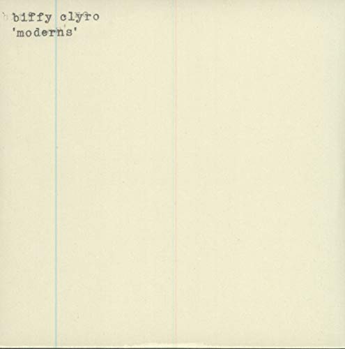 White album cover with black text: “biffy clyro ‘moderns’”.