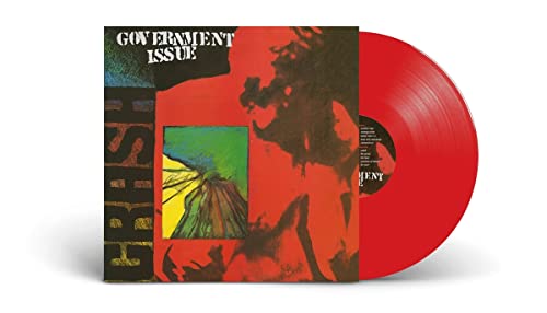 Red vinyl record of Government Issue’s “Crash” album with abstract cover art.