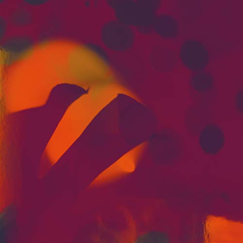 Abstract red and orange album art with blurred, silhouetted figures.