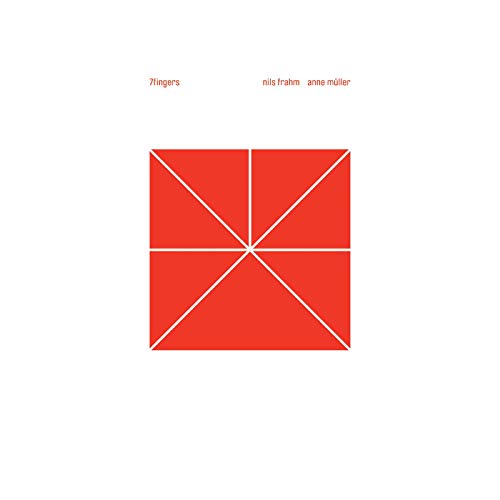 Red square divided into triangles, with text "7fingers" and artist names.