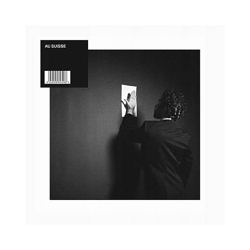 Black and white album cover featuring a person reaching toward a blank card.