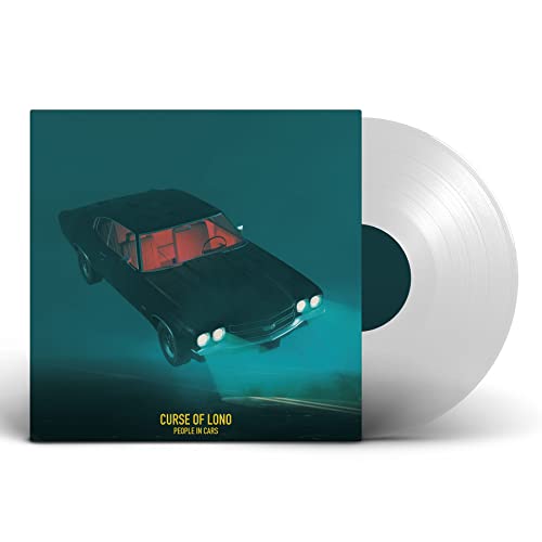 Vinyl record with album cover featuring a black car on teal background.