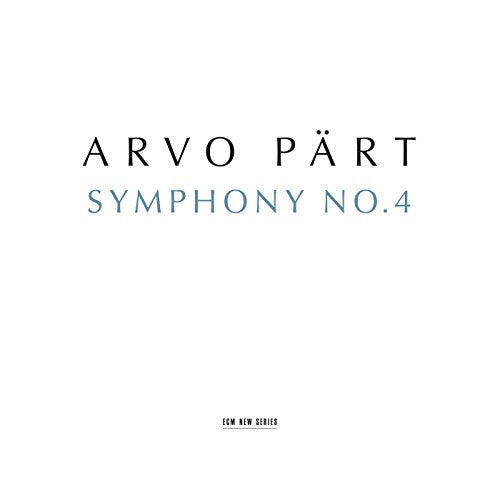 A white album cover with "Arvo Part Symphony No. 4" text in black and blue.