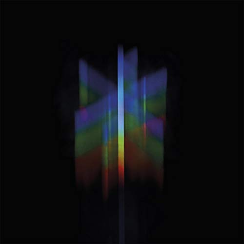 CD cover with abstract vertical rainbow-colored light streaks on black.