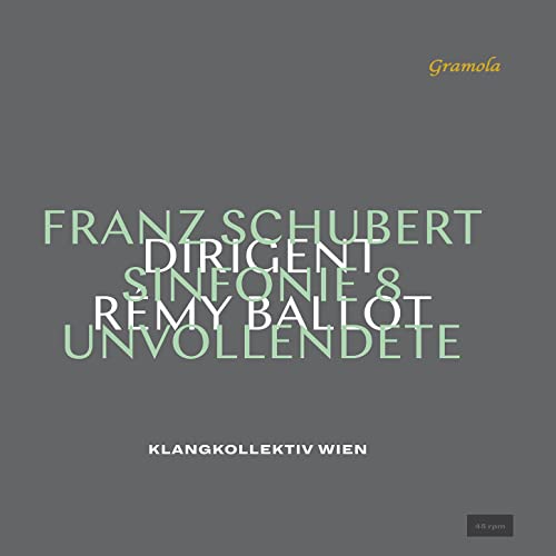 Vinyl record cover for Schubert’s Symphony No. 8, grey background, green text.